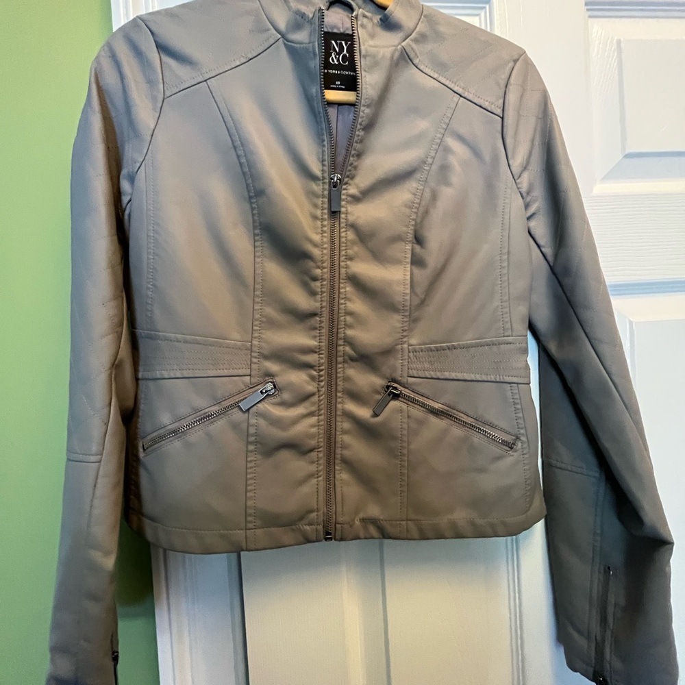 NWT NYC gray moto jacket size XS
